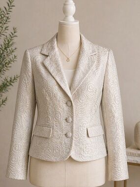 Old Navy Cream Jacquard Notch-Lapel Blazer Size Large